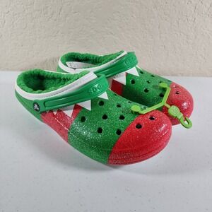 Crocs Classic Lined Holiday Christmas Elf Fur Lined Clogs Shoes Size M 13 NWT